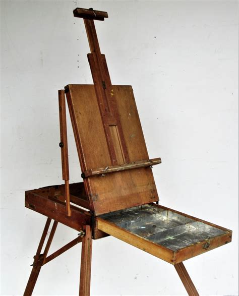 antique metal painter easel box|box easel with drawer below.